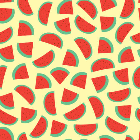 Watermelon seamless pattern on yellow background