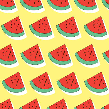 Watermelon seamless pattern on yellow background design