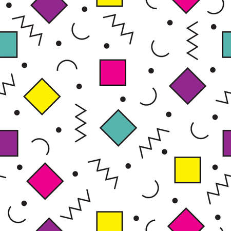 Seamless geometric colorful pattern with square and zigzagのイラスト素材