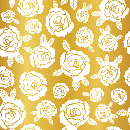 Vector seamless pattern white roses on golden backgroundのイラスト素材
