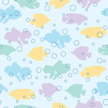 Seamless pattern cute fish silhouettes backgroundのイラスト素材