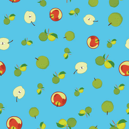 Seamless pattern with apples on blue background illustrationのイラスト素材