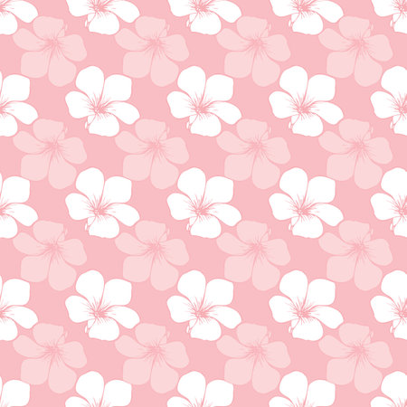 Seamless pattern of white flowers on pink background illustrationのイラスト素材