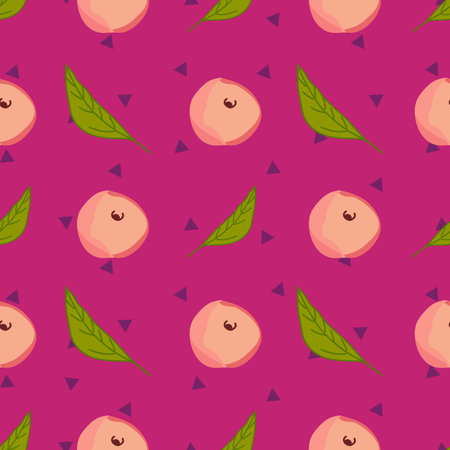 Peach fruit repeat vector pattern designのイラスト素材