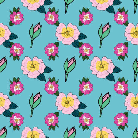 Wild roses repeat pattern designのイラスト素材