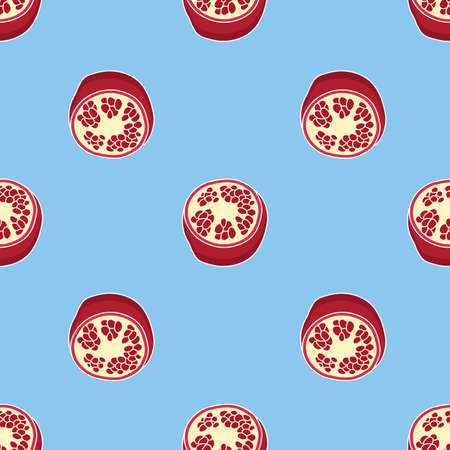 Pomegranate repeat pattern on blue background designのイラスト素材