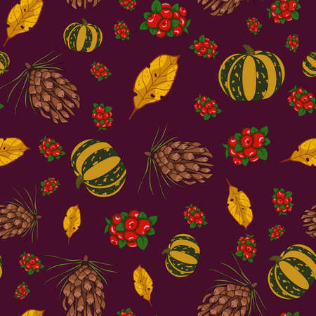 Vector repeat pattern of autumn season, background illustration designのイラスト素材