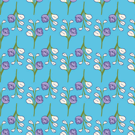 Delphinium buds vector repeat pattern design on blueのイラスト素材
