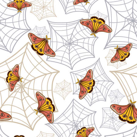 Moth and spider webs seamless pattern designのイラスト素材