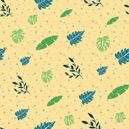 Tropic vector pattern design on yellowのイラスト素材