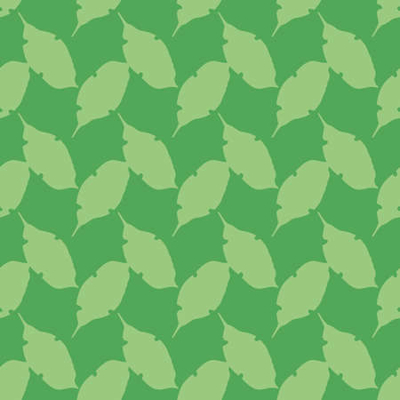 Leaf silhouettes vector repeat pattern in green backgroundのイラスト素材