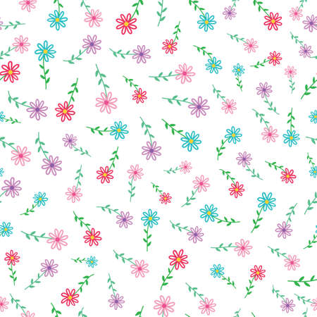 Colorful ditsy flowers seamless patternのイラスト素材