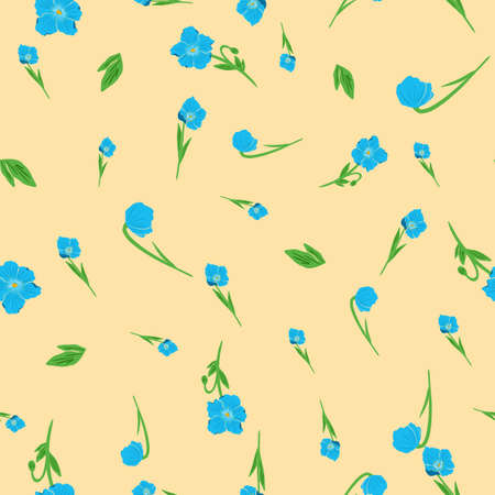 Cute blue poppy flowers seamless pattern designのイラスト素材