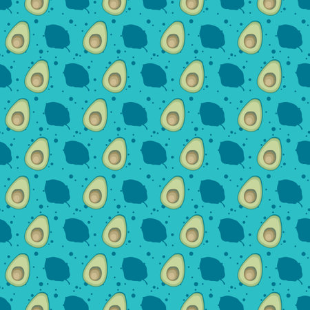 Avocado vector repeat pattern design, blue background