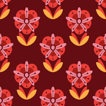 Flowers abstract 70s seamless vector pattern designのイラスト素材