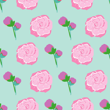 Vintage rose flowers seamless vector design pattern in pastel colorsのイラスト素材
