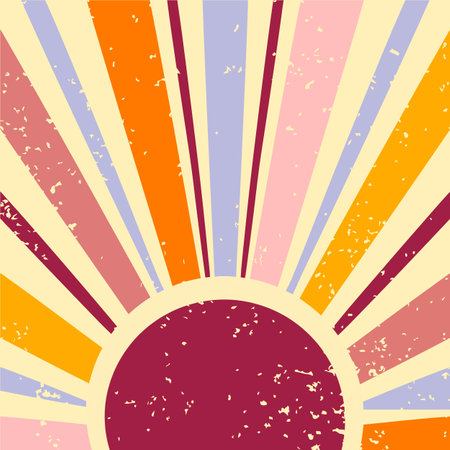 Retro sun grunge design, vector illustrationのイラスト素材