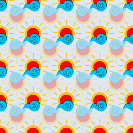 Abstract sun summer seamless vector designのイラスト素材