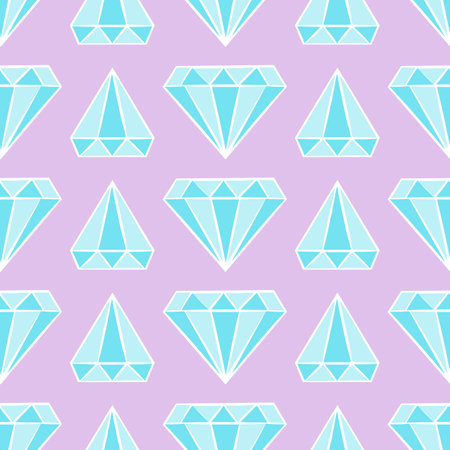 Jewels seamless vector pattern on purple background