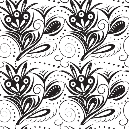 Abastract monochrome seamless pattern. Black pattern on a white backgroundのイラスト素材