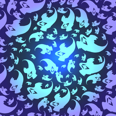 Hand Drawn Ghosts Seamless Pattern. Halloween Holiday Background.  Vector illustrations.のイラスト素材