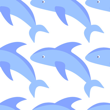 Dolphin seamless pattern background in flat style. Vector illustrations.のイラスト素材