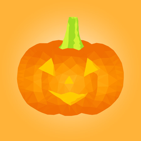 Polygonal Halloween pumpkin.  Low poly style vector illustrationのイラスト素材