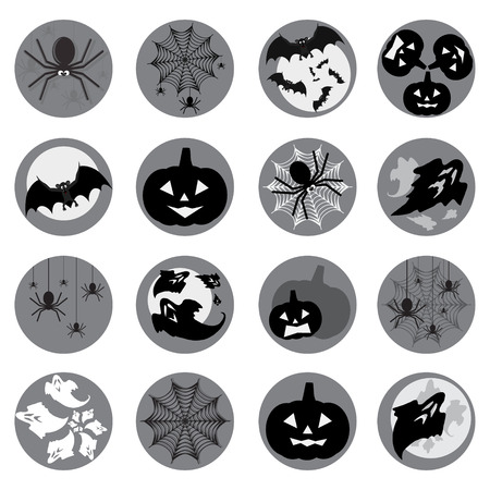 Halloween circle  icon set. Flat style vector illustration. Design elements for website mobile applicationのイラスト素材