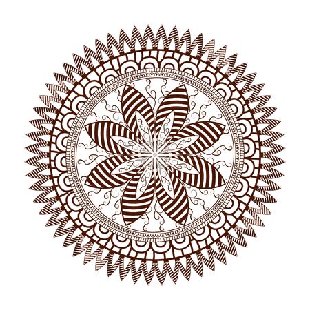 Round floral ornament pattern. Design element in  Indian Mehndi  stayle. illustrationのイラスト素材