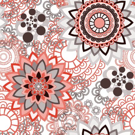 Abstract seamless pattern ornament. Mandala repeat pattern. Vintage background. Seamless pattern can be used for wallpaper, pattern fills, textile, fabric, wrapping, surface textures for design. Vector illustration.のイラスト素材