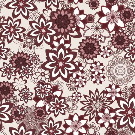 Mandala pattern, floral elements, decorative ornament. Seamless pattern background.  Arab, Asian, ottoman motifs. Vector illustrationのイラスト素材