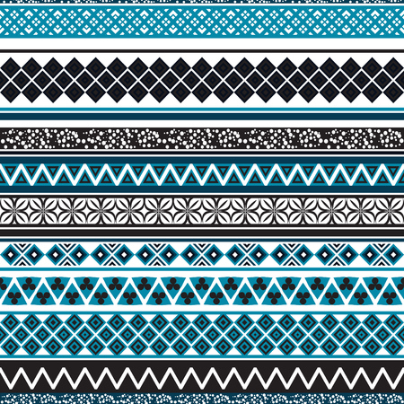 Tribal seamless pattern. Abstract background with ethnic ornament. Seamless background with different geometric shapes. Vector illustrationのイラスト素材
