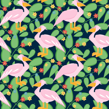 Pelican bird seamless pattern background. Vector illustrationのイラスト素材