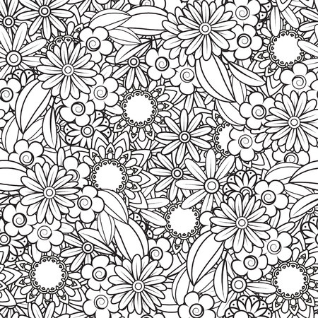 Doodles Floral Seamless Patternの写真素材