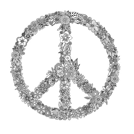 Peace symbol coloring pageのイラスト素材