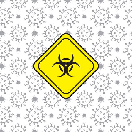 Warning sign of quarantine. Yellow symbol quarantine zone area.のイラスト素材