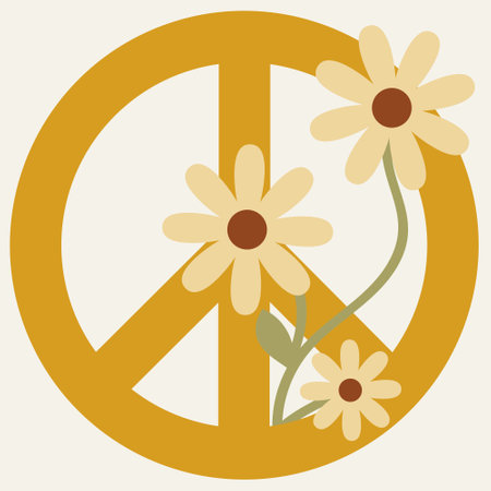 Peace sign and daisiesのイラスト素材