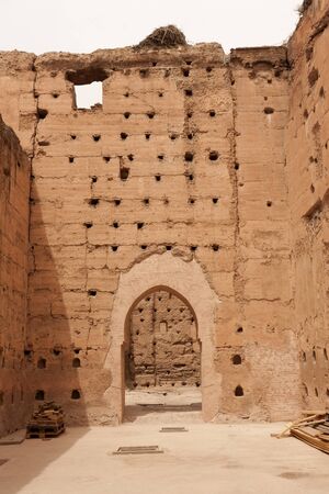 Ancient ruins of the El Badi Palace in Marrakech, Morocco.の写真素材