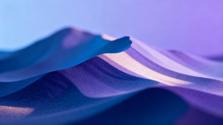 abstract blue background with lines and waves of fabric in neon lightの素材