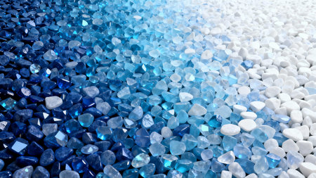 Blue and white stones background, 3d render illustration, square imageの素材