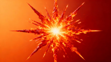 Abstract fire explosion on a red background. 3d rendering, 3d illustration.の素材
