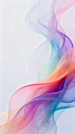 abstract multicolored smoke on a white background close-upの素材