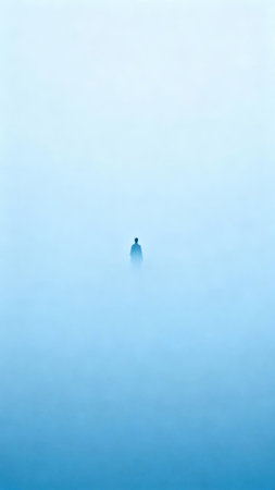 Silhouette of a boat in the blue water. Abstract background.の素材