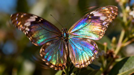 Close up of a colorful butterfly on a flower in the garden.の素材
