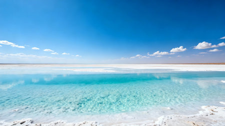 Salt lake with blue sky. Salar de Uyuni, Boliviaの素材