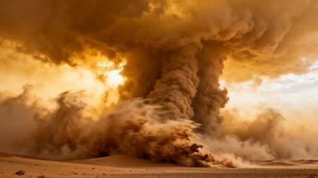 Big explosion in the desert of the Sahara desert in Morocco, Africaの素材