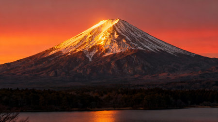 Mt. Fuji at Lake Kawaguchiko, Yamanashi, Japanの素材