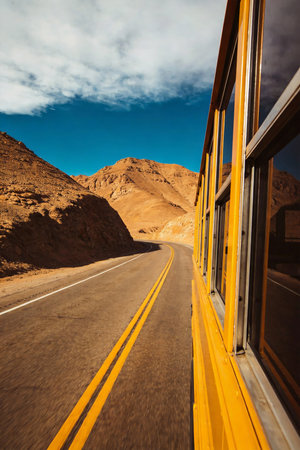 Vintage bus in Death Valley National Park, California, USA.の素材