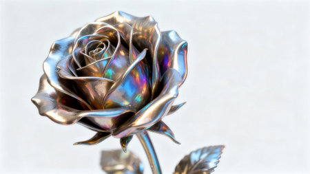 close up of a gold rose on a white background with copy spaceの素材