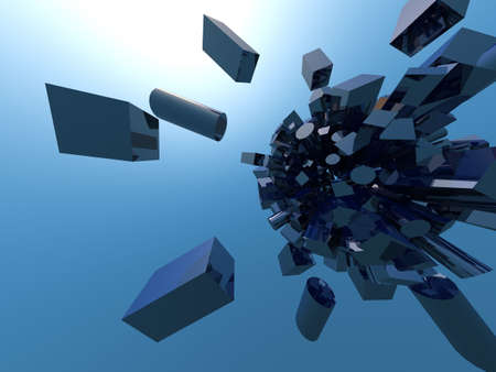 Blue cubismの写真素材